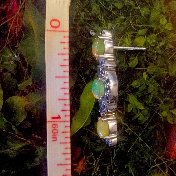 Amazing Opal & Tanzanite Sterling Silver 925 Earrings Signed BBJ Epic Fantasy - Picture 4 of 7